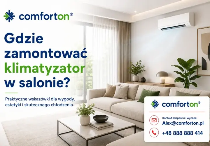 Nowoczesny salon z klimatyzatorem. Dowiedz się, gdzie zamontować klimatyzator w salonie dla optymalnego komfortu.