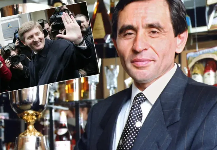 Rinat Achmetow, właściciel Szachtara Donieck, pozdrawia fotoreporterów.