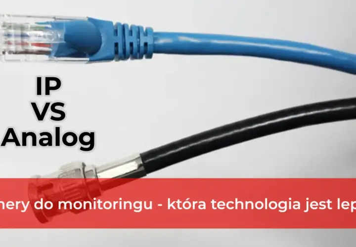 Porównanie przewodów: niebieski kabel sieciowy (IP) i czarny przewód do kamery monitoringu (analog). Która technologia jest lepsza?