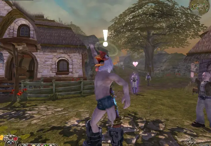 Kurczak w grze Fable Anniversary spolszczenie, radośnie wita gracza.