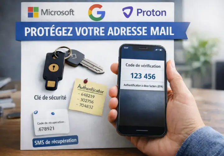 Clé de sécurité, authenticator, code de vérification sur smartphone : des outils pour comment sécuriser mon adresse mail.