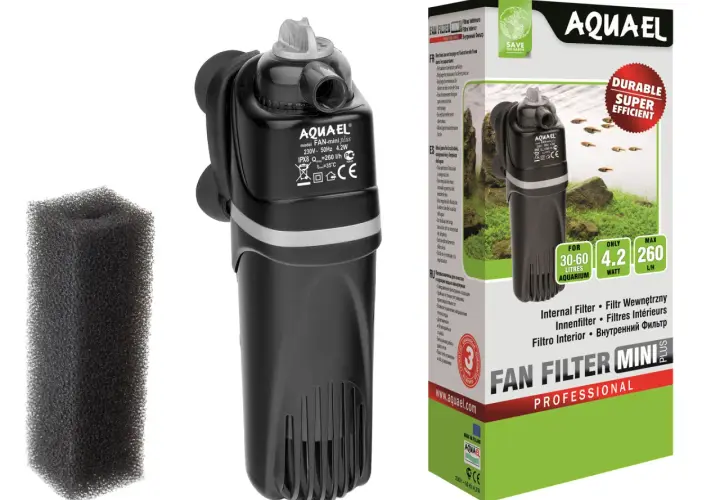Filtr wewnętrzny Aquael FAN Filter Mini Plus, idealny do akwarium 25l. W zestawie gąbka.