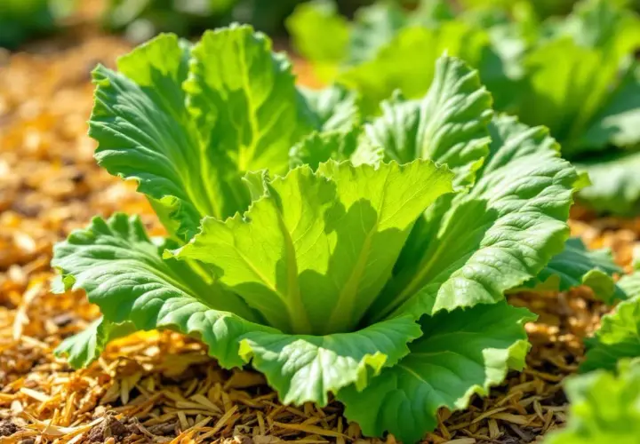 Une belle laitue verte, prête à être cueillie pour une semi salade fraîche.