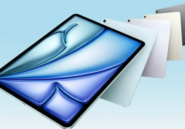 Kilka tabletów iPad 11 256GB w różnych kolorach, z niebieskim, falującym wzorem na ekranie.