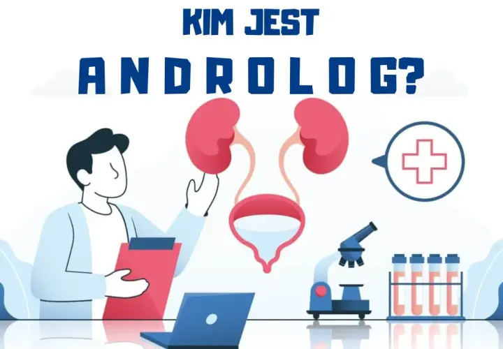 Lekarz, który zajmuje się męskim układem rozrodczym i moczowym, to androlog. Na ilustracji widzimy jego gabinet z mikroskopem i próbówkami.