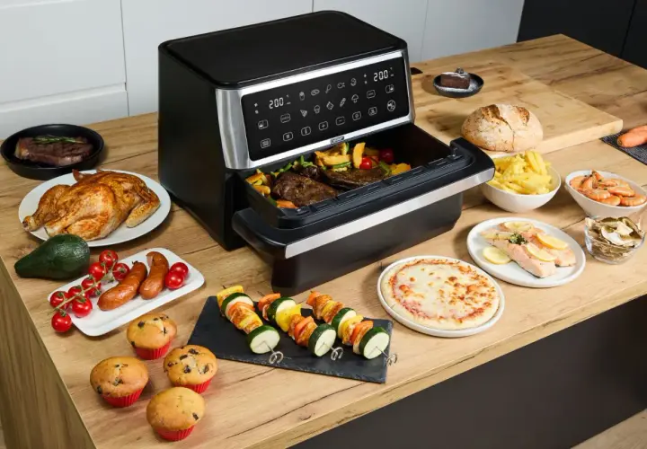 Air fryer przepisy obiad: pieczony kurczak, steki, ryba, szaszłyki, frytki, pizza, muffinki i więcej.