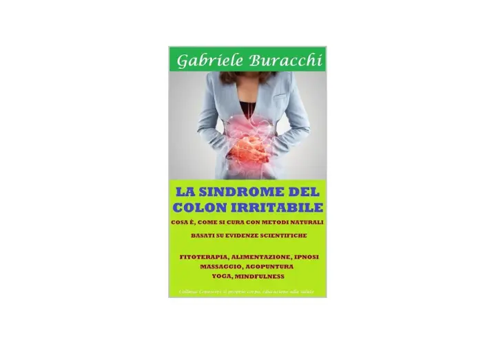 Immagine promozionale per Gabriele Buracchi sulla sindrome del colon irritabile, con rimedi naturali come fitoterapia, yoga e mindfulness.