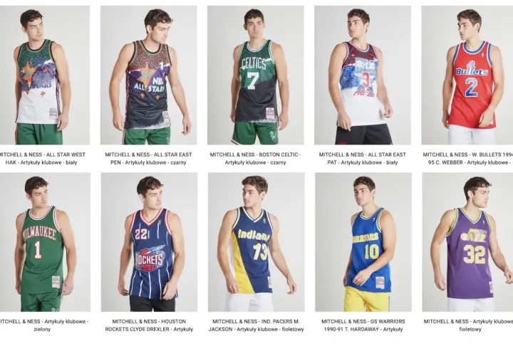 Kolekcja koszulek do koszykówki Mitchell & Ness: od klasycznych All-Star po stroje drużynowe.