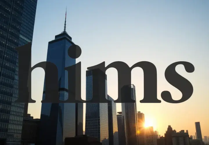 Hims & Hers Aktie: Wolkenkratzer im Sonnenuntergang, die den Aufstieg des Unternehmens symbolisieren.