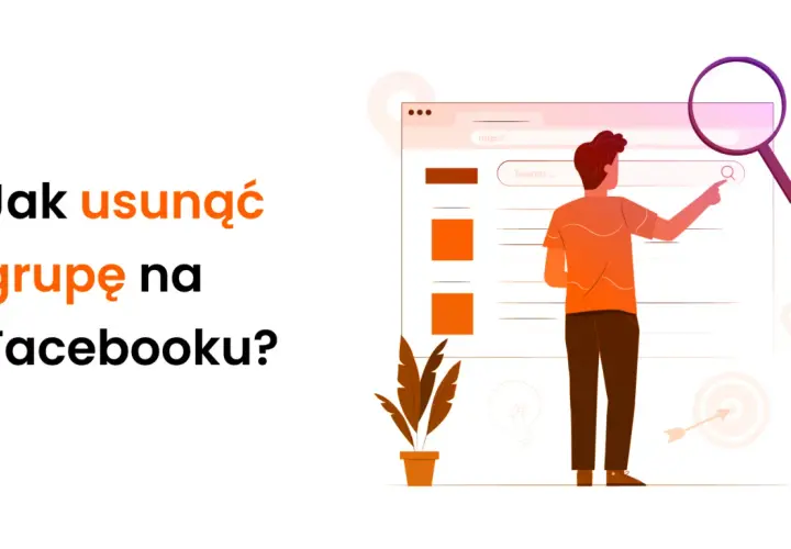 Jak usunąć grupę na Facebooku? Ilustracja pokazuje mężczyznę szukającego informacji na ekranie komputera, symbolizując proces usuwania grupy.