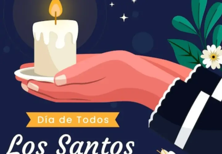 Una mano sostiene una vela encendida, símbolo de recuerdo para el Día de Todos los Santos. Frases para honrar a los que ya no están.