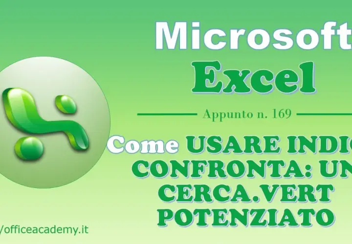 Logo Microsoft Excel a sinistra. Titolo: Come usare INDICE CONFRONTA: un cerca.vert potenziato.