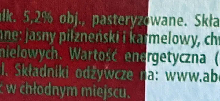 Jasne piwo Tyskie ma 5,2% alkoholu. Składniki: woda, słody jęczmienne, chmiel. Wartość energetyczna 43 kcal/100 ml.