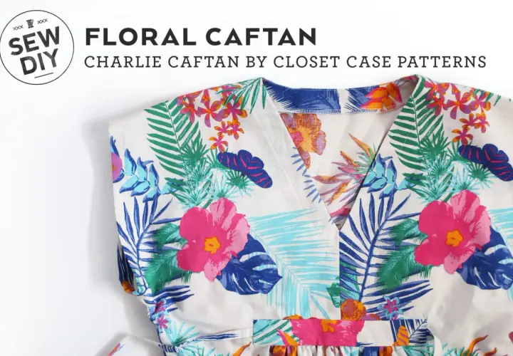 Floral caftan pattern free. A vibrant, tropical print caftan by Closet Case Patterns, perfect for a DIY sewing project.