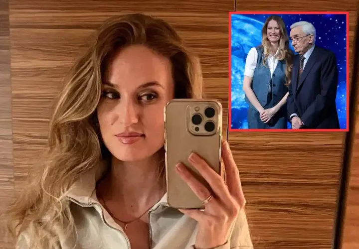Sylwia Toczyńska i starszy pan na scenie. Jej wiek nie jest widoczny na zdjęciu.