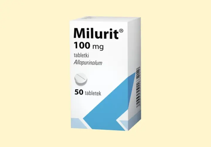 Opakowanie leku Milurit 100 mg, zawierające 50 tabletek z allopurynolem.
