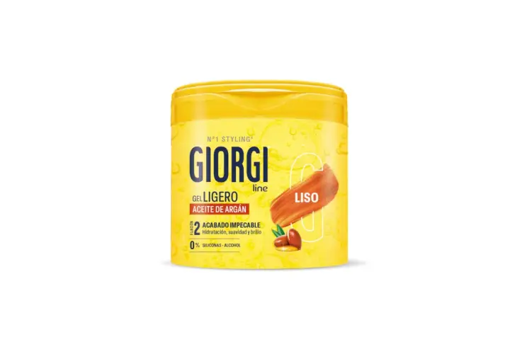 Gel Giorgi Liso con aceite de argán para un acabado impecable y un look sleek.