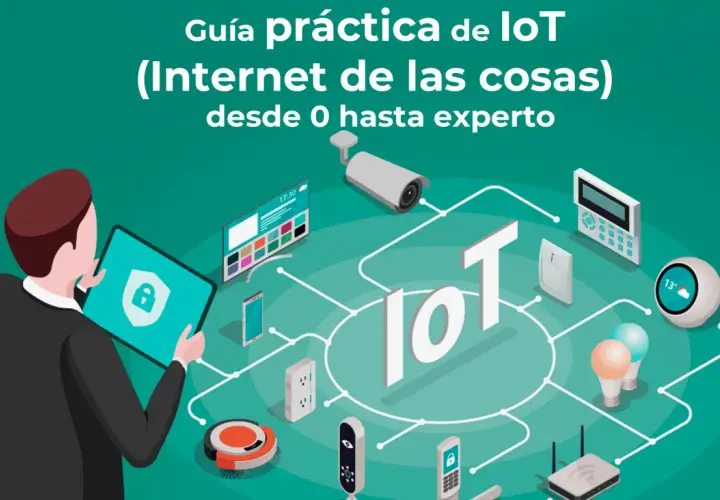 Guía práctica de IoT, explorando la historia del IoT con dispositivos conectados: cámara, termostato, bombillas, robot aspirador y más.