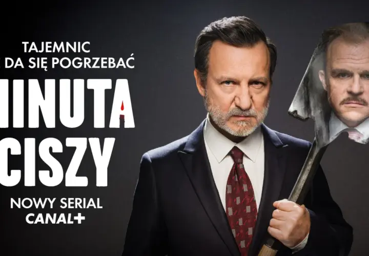 Mężczyzna w garniturze trzyma łopatę z wizerunkiem innej twarzy. Tajemniczy film "Minuta ciszy" już wkrótce.