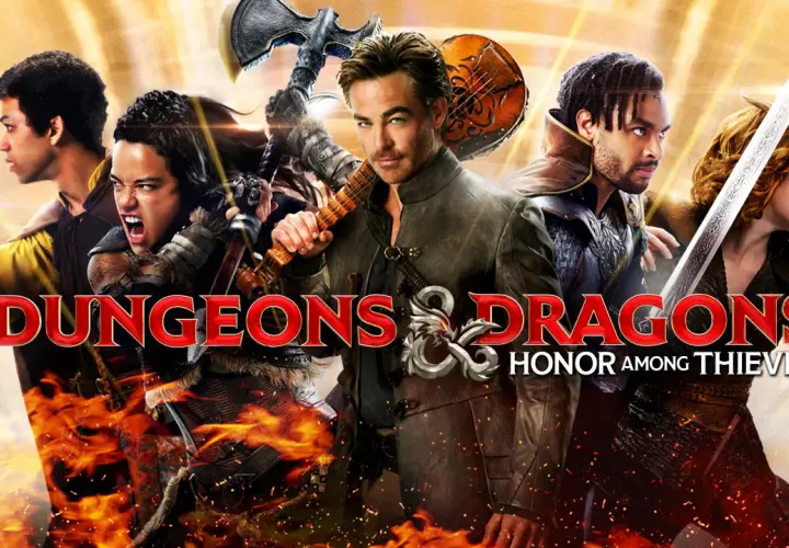 Drużyna bohaterów z filmu Dungeons & Dragons: Złodziejski honor, gotowa do walki.