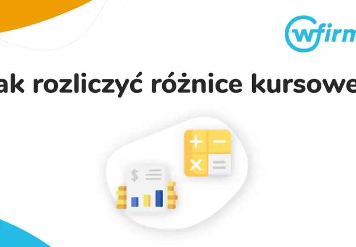 Jak rozliczyć różnice kursowe? Ikony rachunków i kalkulatora sugerują pomoc w finansach.