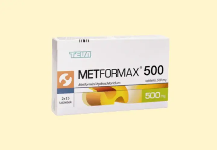 Opakowanie Metformax 500 mg, zawierające 2x15 tabletek. Metformina bez recepty w wygodnym opakowaniu.