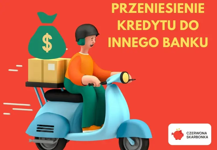 Kurier z torbą pieniędzy i paczkami na skuterze. Szybkie refinansowanie kredytu do innego banku.