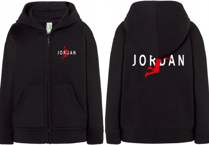 Czarna bluza z kapturem Jordan 23 z przodu i z tyłu. Logo Jumpman na piersi i plecach.
