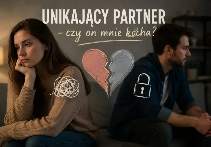 Smutna kobieta i odwrócony mężczyzna. Serce pęknięte na pół, zablokowane. Czy on mnie kocha, ale nie chce związku?