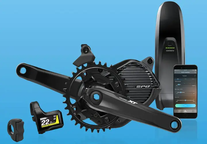 Shimano EP8 vs EP801 e-bike components: crankset, battery, display, and smartphone app.