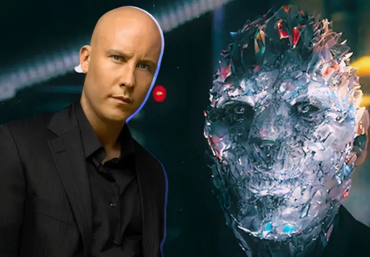 Michael Rosenbaum, alias Lex Luthor, face à un être fragmenté, comme un gardien de la galaxie face à un ennemi cosmique.