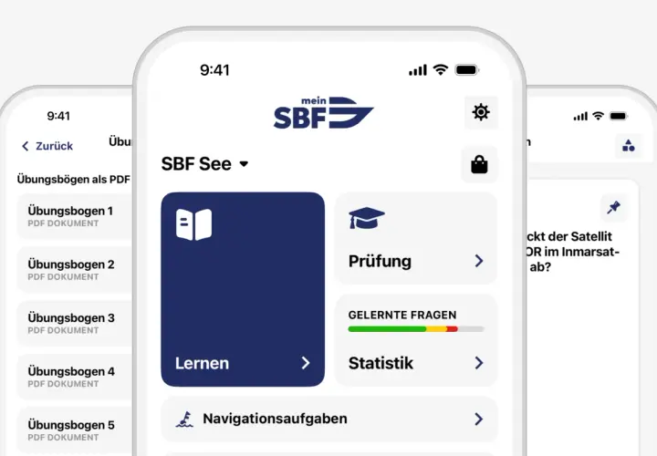 Die "mein SBF" App hilft beim BWL lernen für den SBF See. Übungsbögen, Prüfungsvorbereitung und Statistik sind verfügbar.