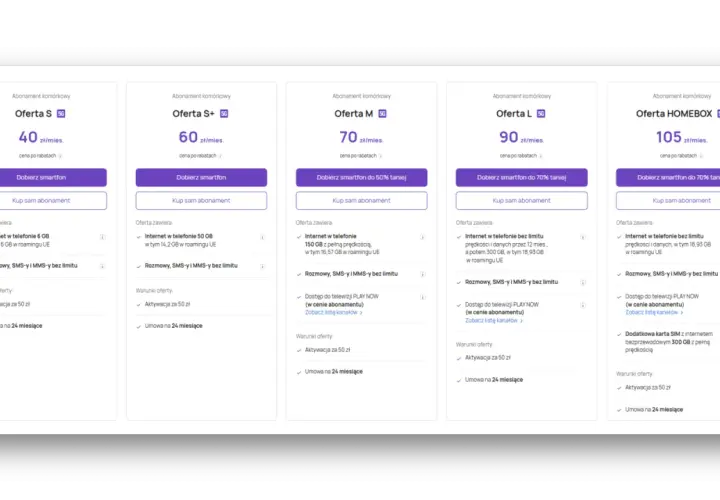 Porównaj oferty abonamentowe: S, S+, M, L, HOMEBOX. Sprawdź, gdzie najlepiej przenieść numer na abonament, analizując pakiety internetu, rozmów i SMS-ów.