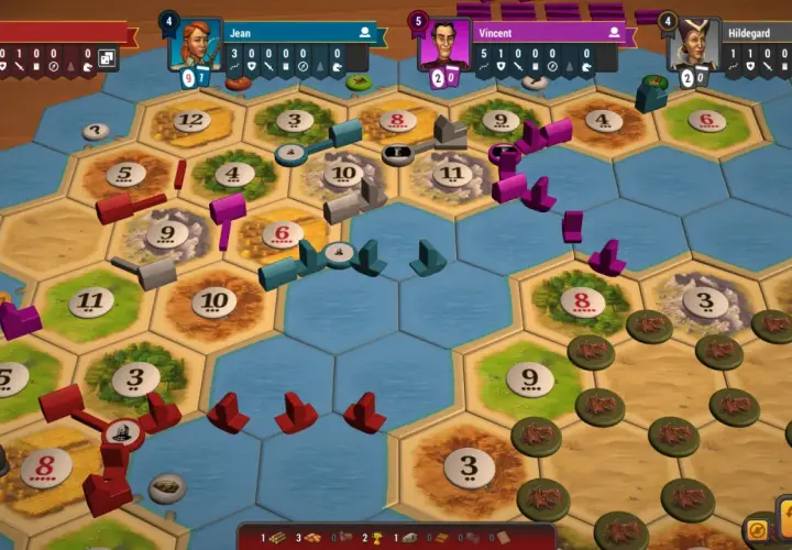 Plansza do gry strategicznej, przypominającej najpopularniejsze gry przeglądarkowe. Gracze budują osady i rozwijają swoje imperia na wyspie.