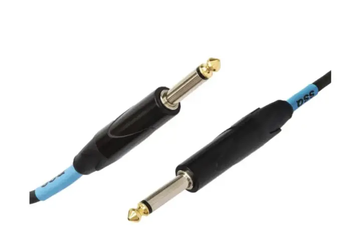 Dwa wtyki jack 6,3 mm z pozłacanymi końcówkami, idealne jako kabel do gitary elektrycznej.