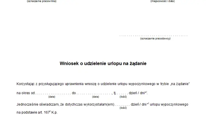 Wzór wniosku o urlop wypoczynkowy - wniosek urlopowy pdf, wzór wniosku urlopowego, wniosek o urlop wzór do druku