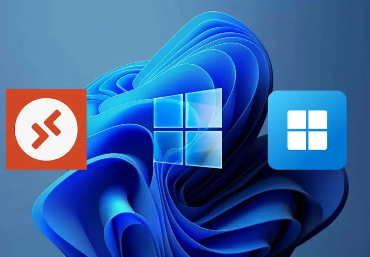 Icônes de connexion bureau à distance : TeamViewer et Connexion Bureau à distance Windows sur fond Windows 11.