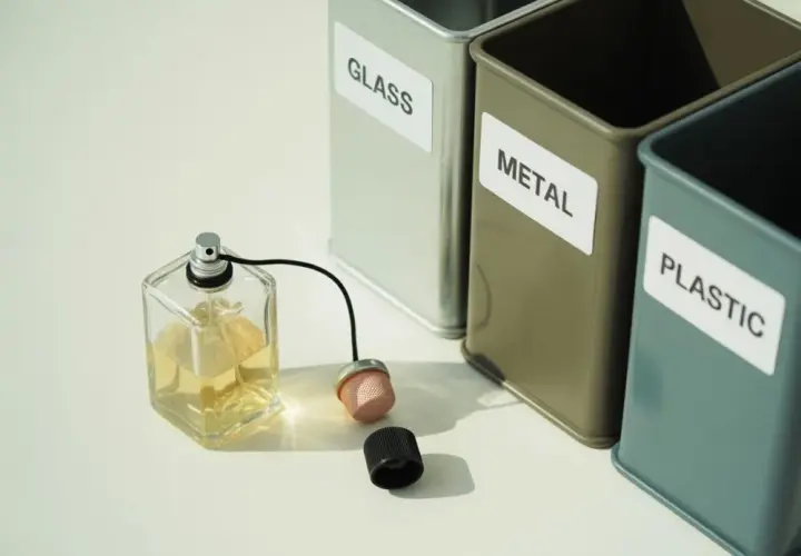 Gdzie wyrzucić flakon po perfumach? Szkło, plastik, resztki.