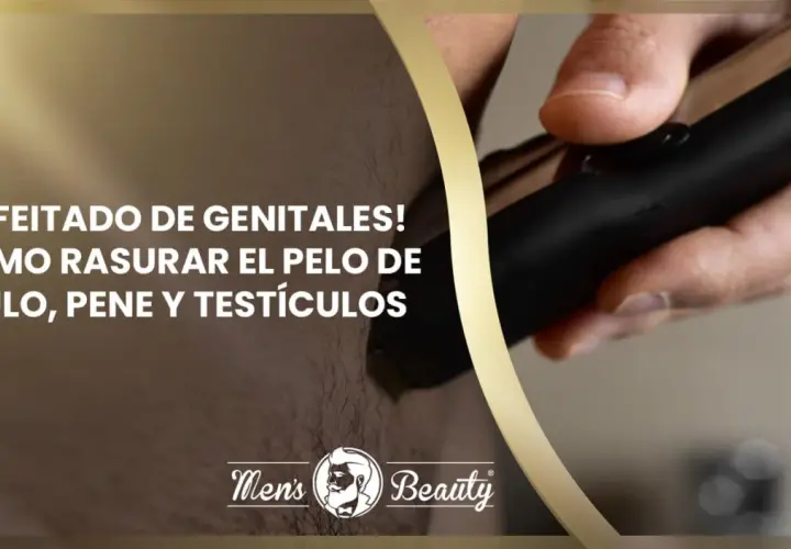 Guía para depilarse el culo, pene y testículos. Un hombre usa una recortadora para el afeitado íntimo.