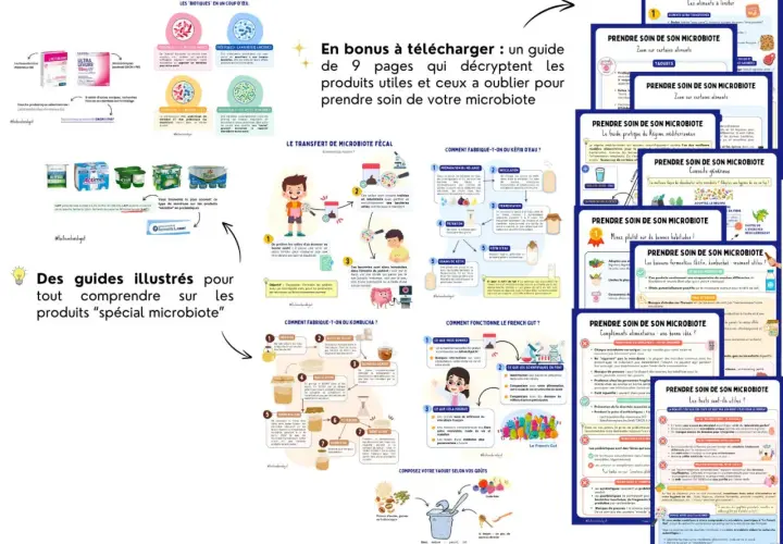 Guides illustrés sur les probiotiques et leurs bienfaits pour le microbiote. Apprenez à prendre soin de votre santé intestinale.