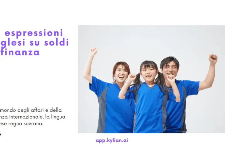 Famiglia felice celebra successi finanziari. Impara 12 espressioni inglesi su soldi e finanza per dominare il business internazionale.
