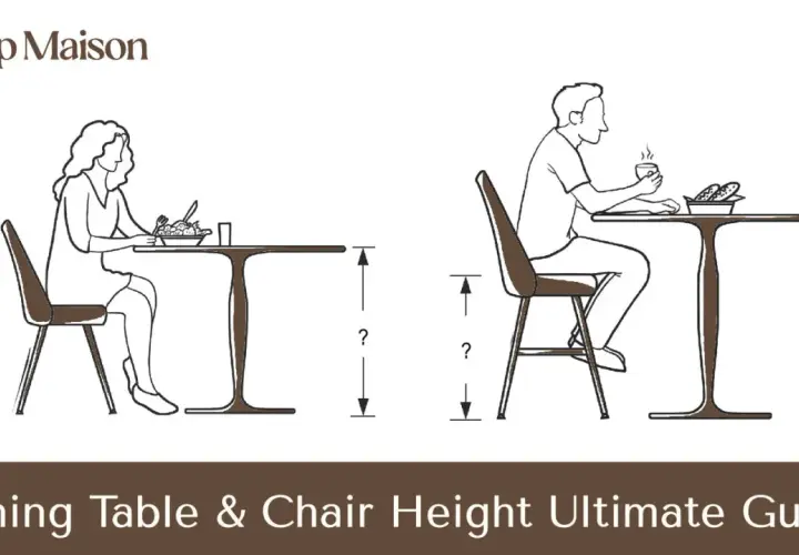 Illustrations showing correct dining table sizes and seating for comfortable dining.