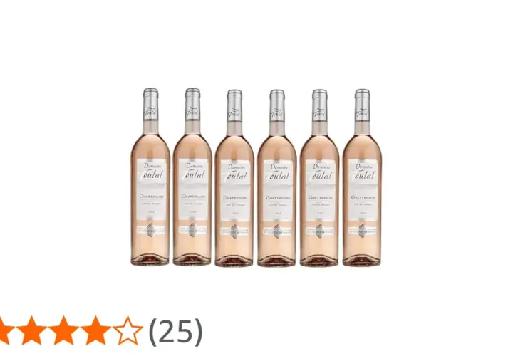 Six bouteilles de vin rosé "Guerrouane gris" du Domaine Oulal, alignées sur fond blanc.
