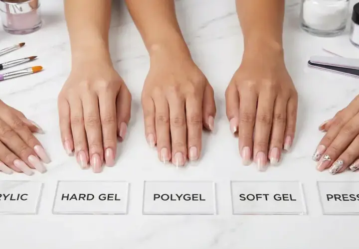 Różne metody przedłużania paznokci: akryl, hard gel, polygel, soft gel, press-on. Wybierz swoją ulubioną, by szybko przedłużyć paznokcie!