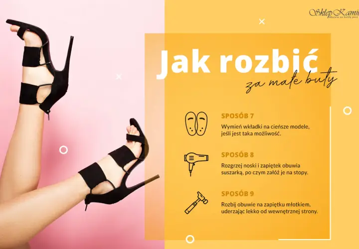 Jak rozciągnąć buty: wymień wkładki, rozgrzej suszarką lub delikatnie uderzaj młotkiem.