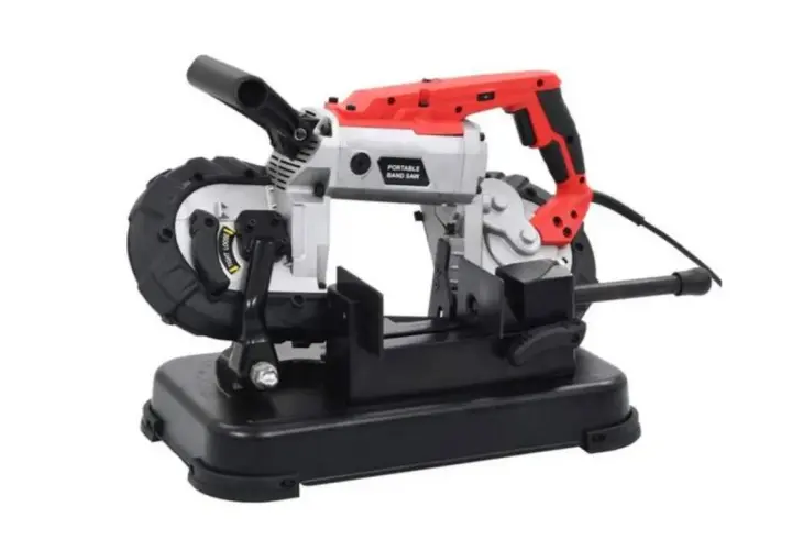 Sierra portátil de banda, ideal para cortar metal. Esta herramienta es una sierra de cinta, perfecta para trabajos de bricolaje.