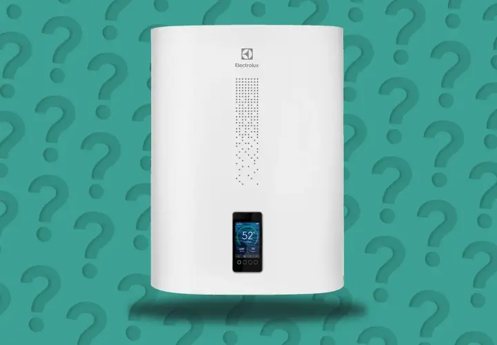 Bojler Electrolux z ekranem pokazującym, ile grzeje się woda w bojlerze: 52 stopnie Celsjusza.