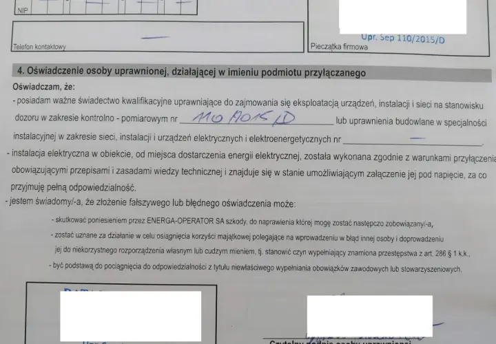 Oświadczenie o gotowości instalacji przyłączanej: jak wypełnić dokument, potwierdzający kwalifikacje i stan instalacji elektrycznej.