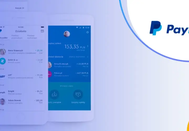 Aplikacja PayPal z widocznymi transakcjami, jak przelewy czy płatności. Możliwość wysyłania pieniędzy, podobnie jak w BLIK.