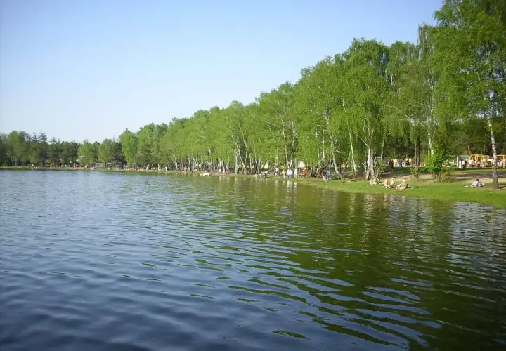 Jezioro Zagłębocze oferuje liczne atrakcje: plażowanie, relaks pod drzewami i zabawy na placu zabaw.